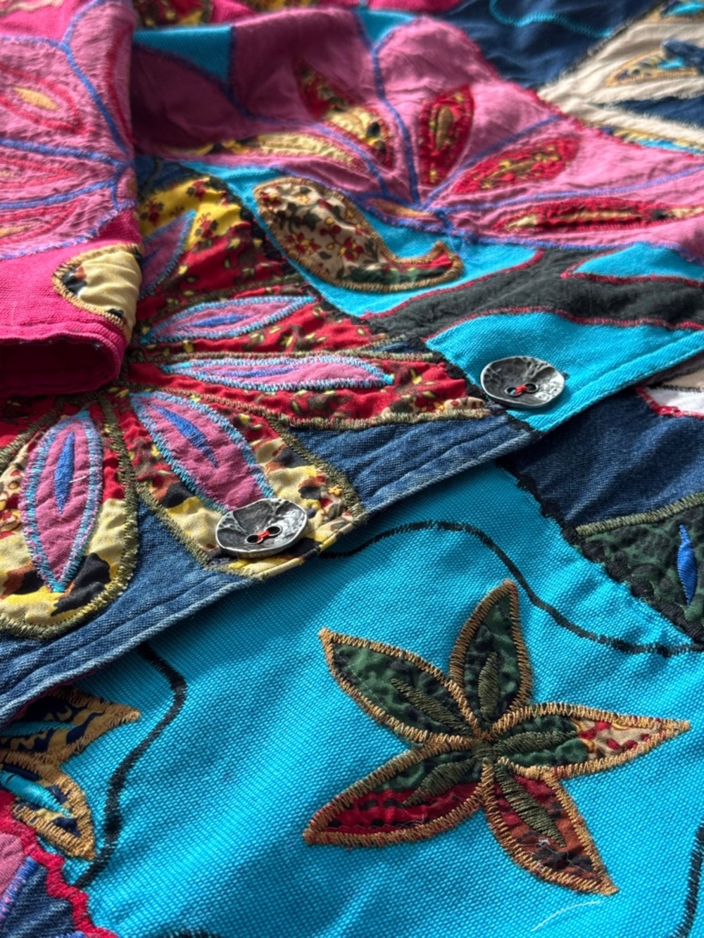 Vintage patchwork embroidered mixed media Jacket small - Picture 8 of 17